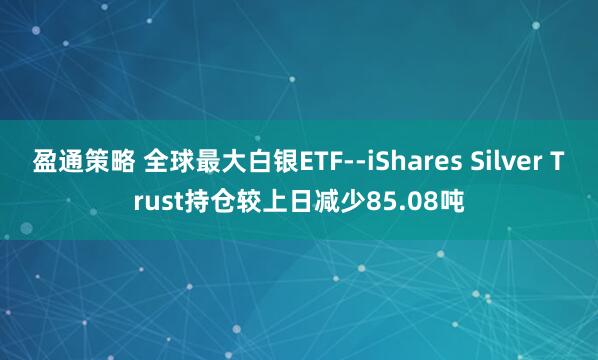 盈通策略 全球最大白银ETF--iShares Silver Trust持仓较上日减少85.08吨